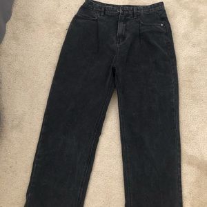 Black wide leg mom jeans